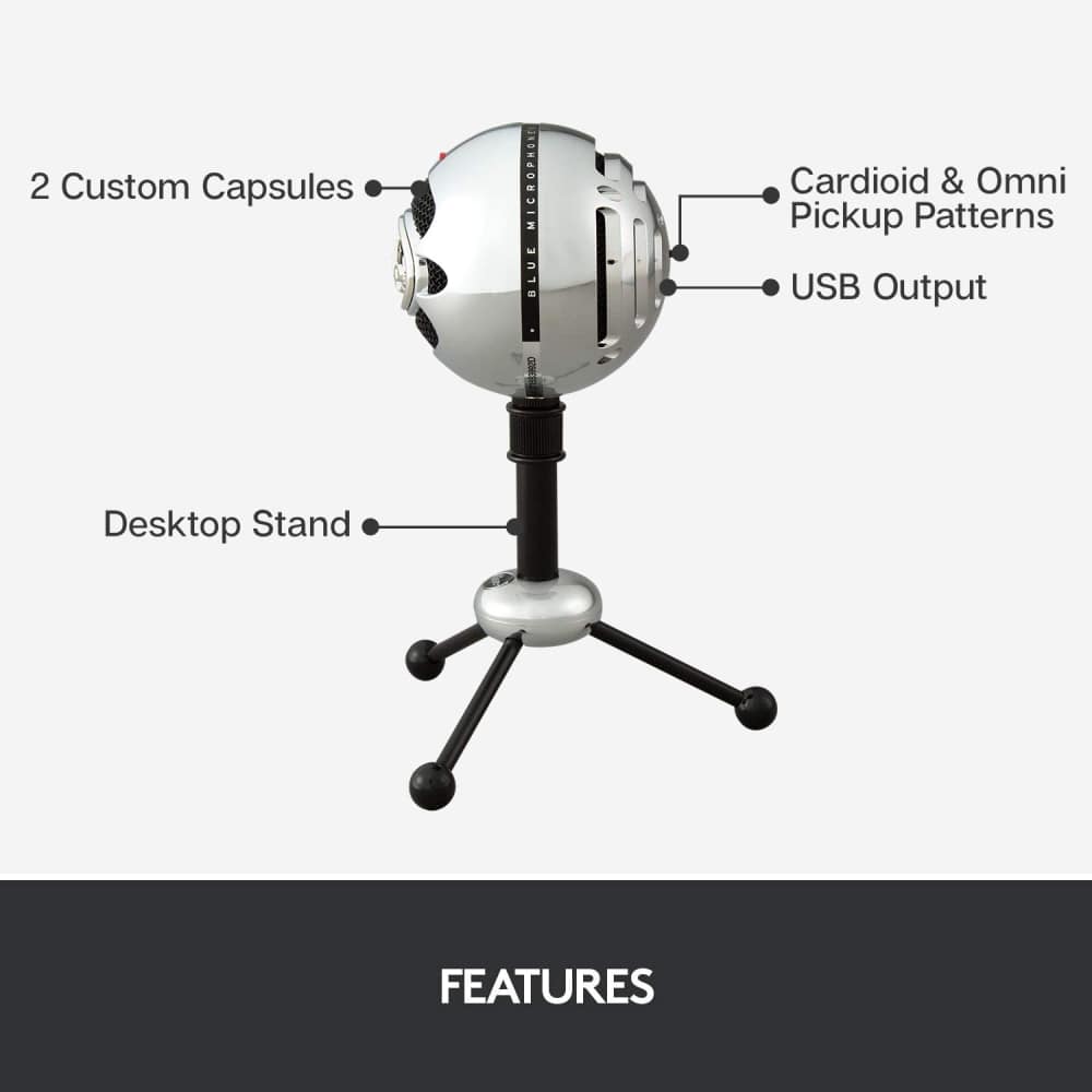 Blue Snowball USB Condenser Microphone – Brushed Aluminum