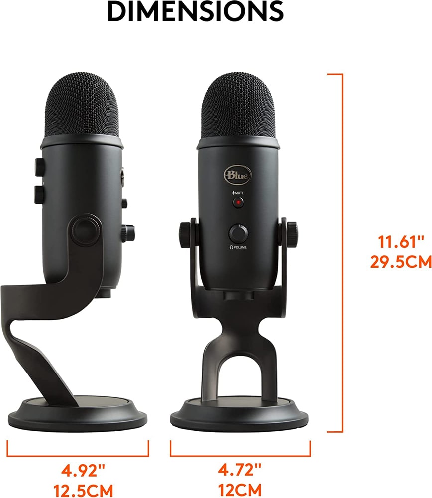 Blue Yeti Premium Multi-Pattern USB Condenser Microphone – Blackout